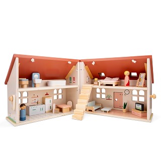 Foldable doll house including furniture